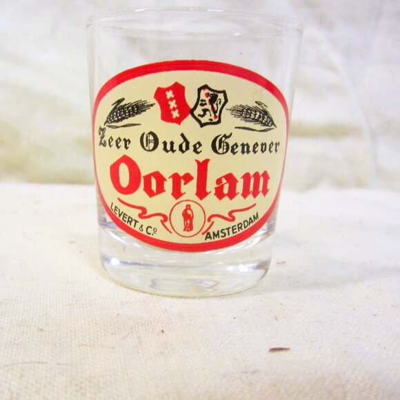 RARE VTG OORLAM SEER OUDE GENEVER AMSTERDAM SHOT GLASS SOUVENIR - Picture 1 of 7